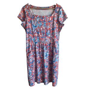 J. McLaughlin for Dillards Catalina Cloth Floral Short Sleeve Dress Pockets L